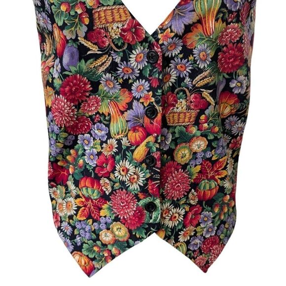 Pumpkin Patch Fall Autumn Flower Vest Light Weight Jacket Size L Basic Editions - Picture 2 of 7